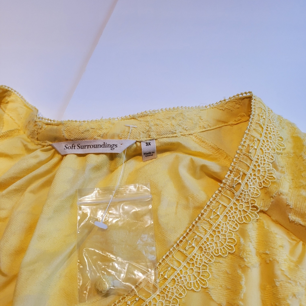 Soft Surroundings Embroidered Butter Yellow Sleeveless Top Size 3x - Picture 5 of 8